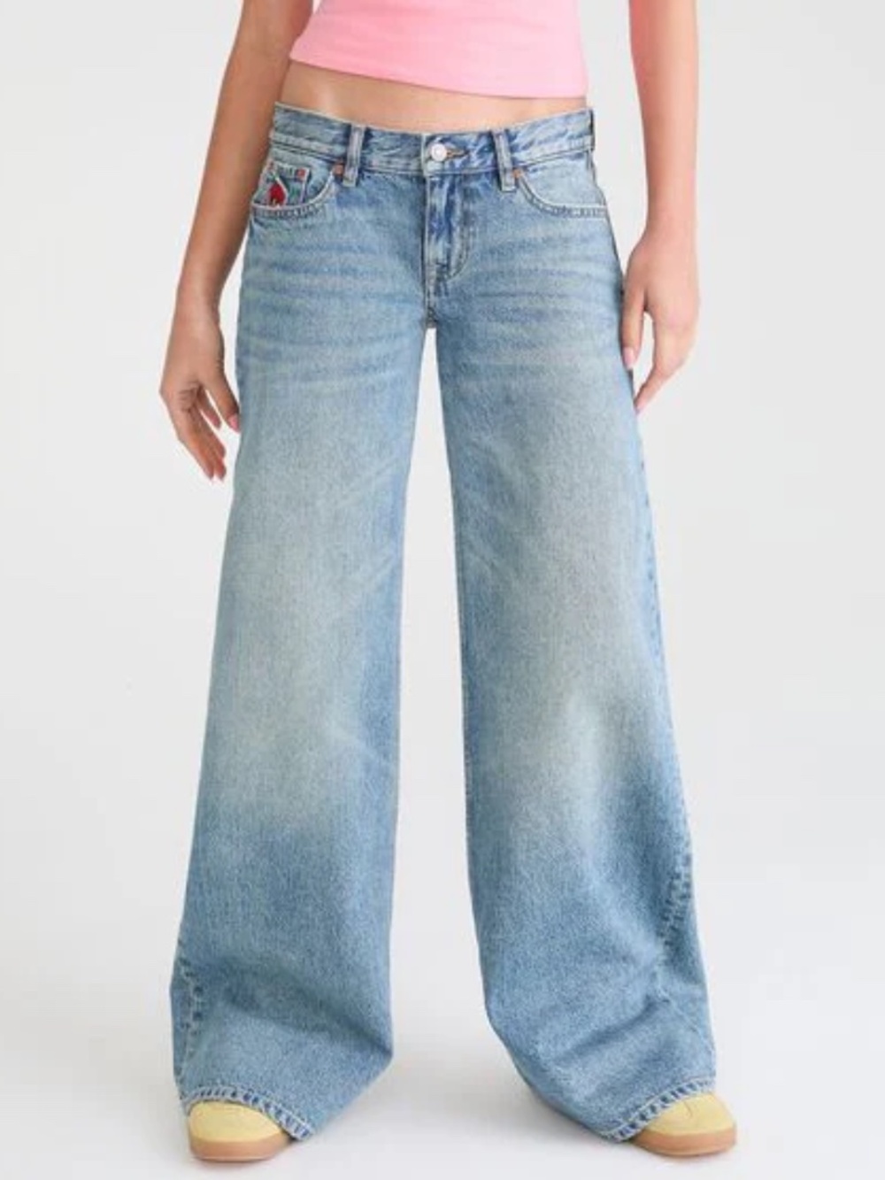 Super Low-Rise Ultra Wide Leg Poppy Jean medium wash - Picture 2 of 7